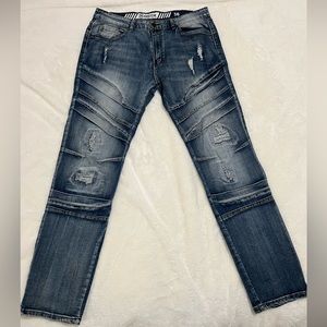 RGSTR Men’s Skinny Motto Distressed Jeans, LightWash Size 36x30